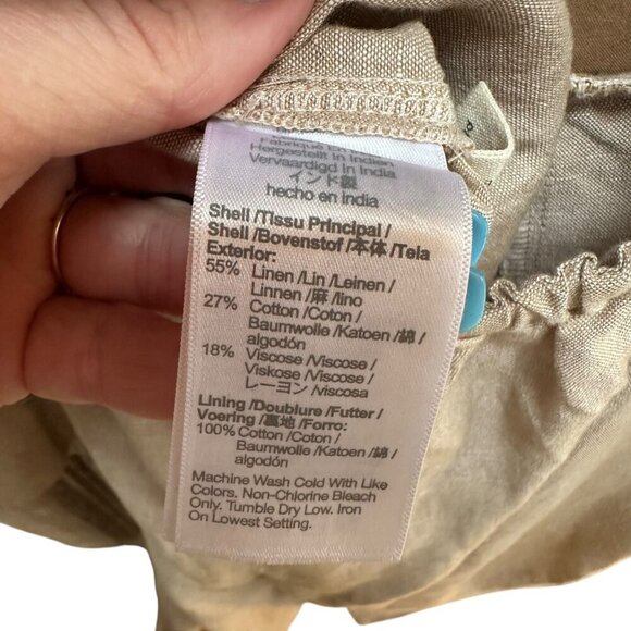 Madewell Jumpsuit Linen Blend Ruffle Open Tie Back Natural Beige Neutral Size 10 - Picture 10 of 11